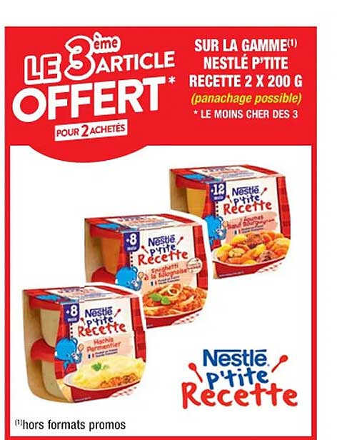 la gamme nestlé p'tite recette 2 x 200 g