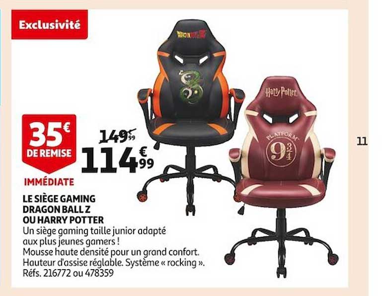 le siège gaming dragon ball z ou harry potter