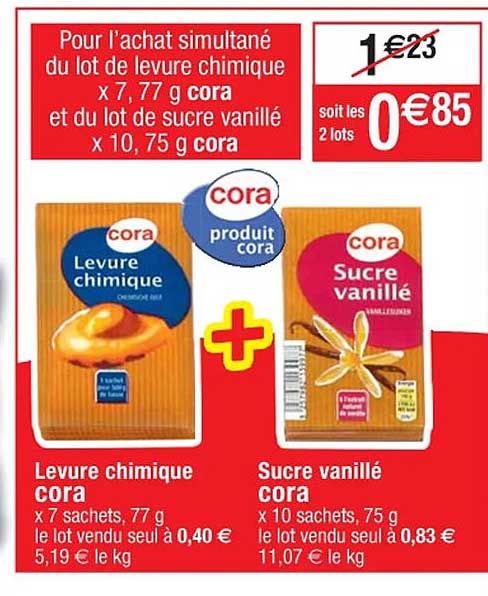 Levure Chimique Cora + Sucre Vanillé Cora