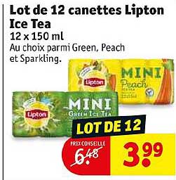 Lot De 12 Canettes Lipton Ice Tea