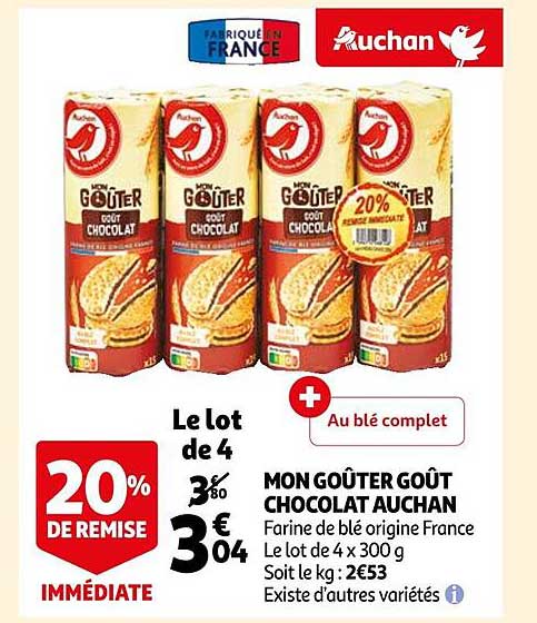 Mon Goûter Goût Chocolat Auchan
