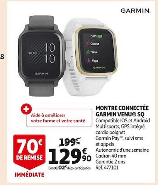 montre connectée garmin venu sq