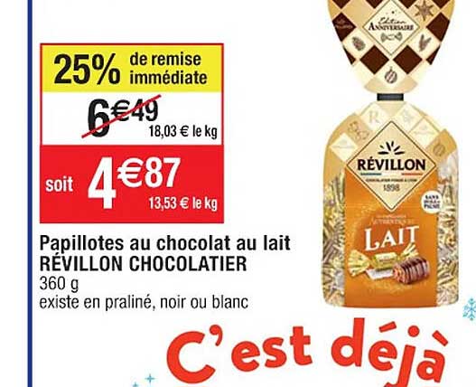 papillotes au chocolat au lait révillon chocolatier