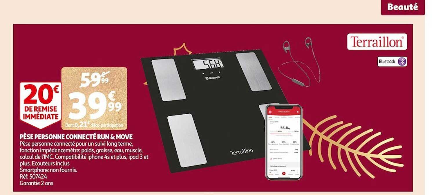 pèse personne connecté run & move terraillon