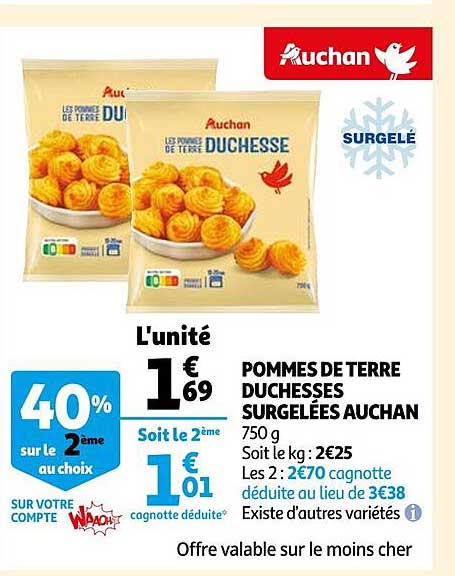 pommes de terre duchesses surgelées auchan