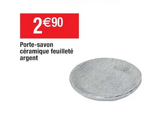 porte-savon céramique feuilleté argent