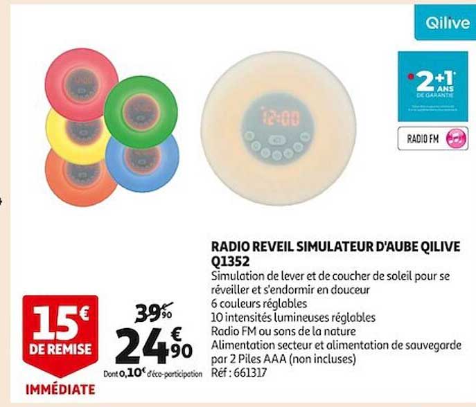 radio réveil simulateur d'aube qilive q1352