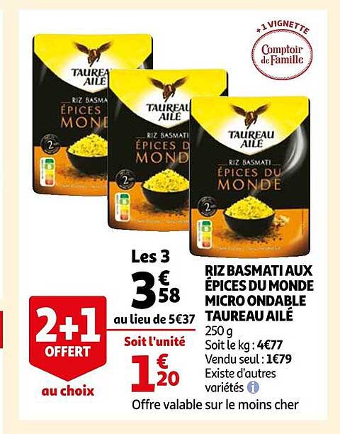 riz basmati aux épices du monde micro ondable taureau ailé