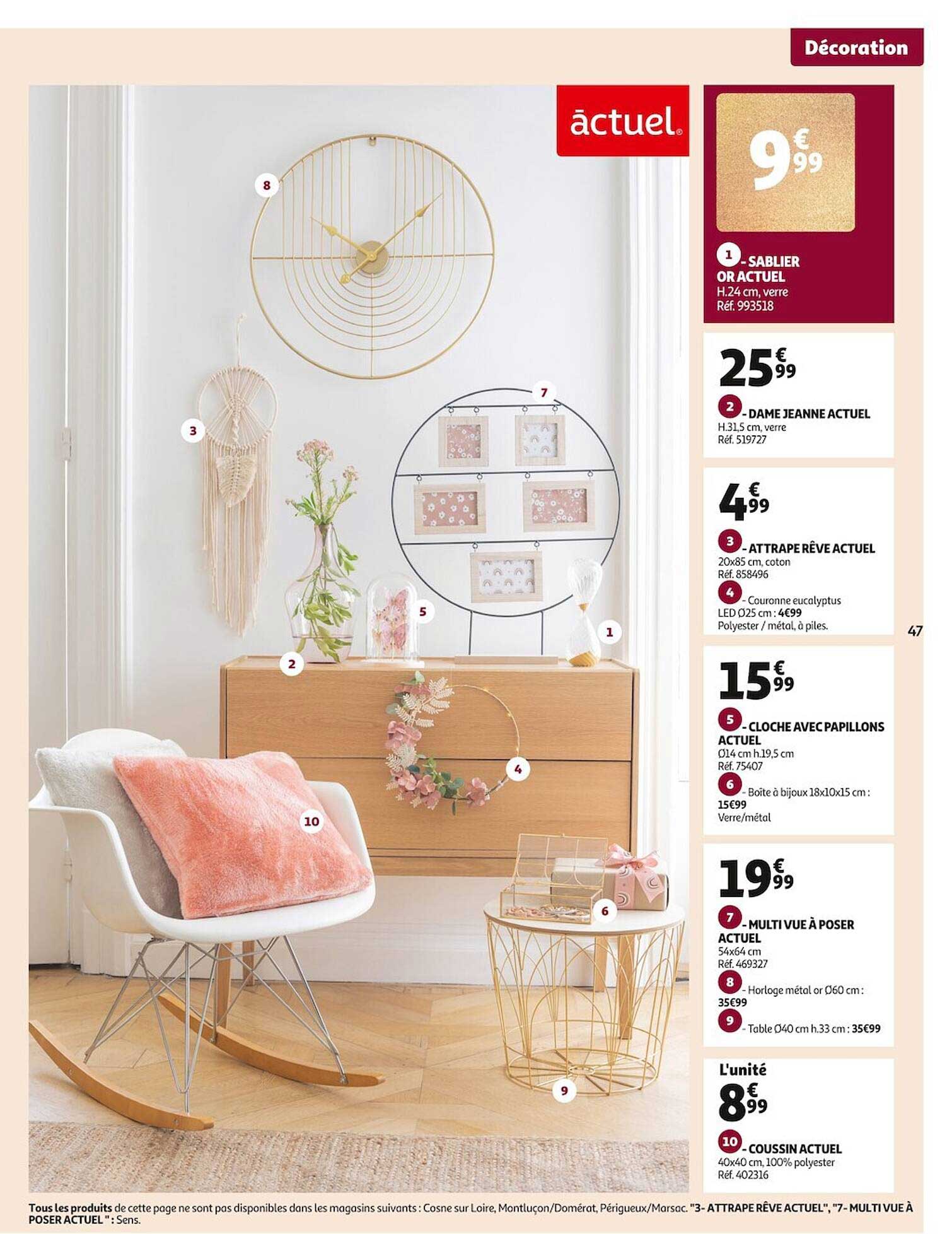 sablier or actuel, dame jeanne actuel, attrape rêve actuel, cloche avec papillons actuel, multi vue à poser actuel, coussin actuel