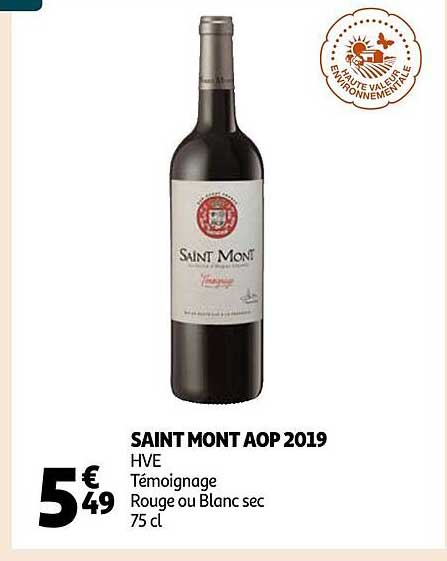 Saint Mont Aop 2019 Hve Témoignage Rouge Ou Blanc Sec