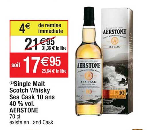 single malt scotch whisky sea cask 10 ans 40% vol. aerstone