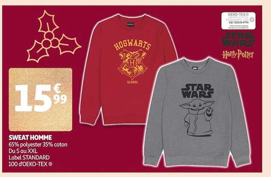 sweat homme star wars, harry potter