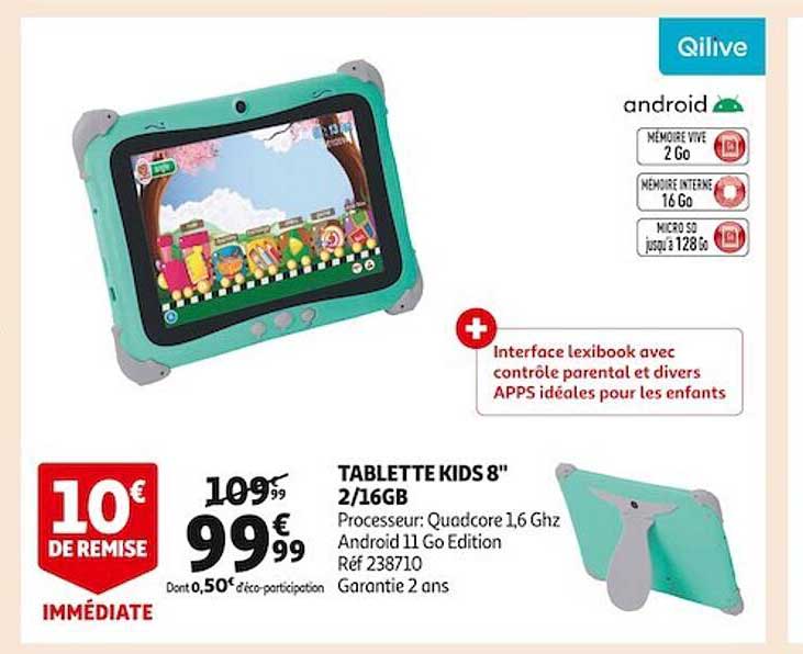 Tablette Kids 8" 2-116gb Qilive