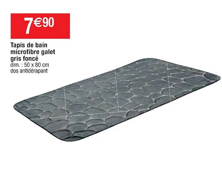 tapis de bain microfibre galet gris foncé