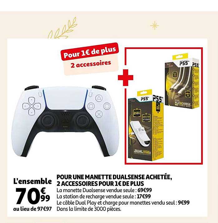 une manette dualsense achetée, 2 accessoires