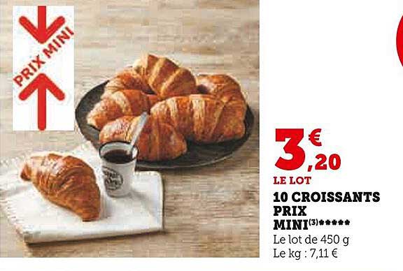 10 croissants prix mini