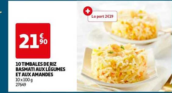 10 timbales de riz basmati aux légumes et aux amandes