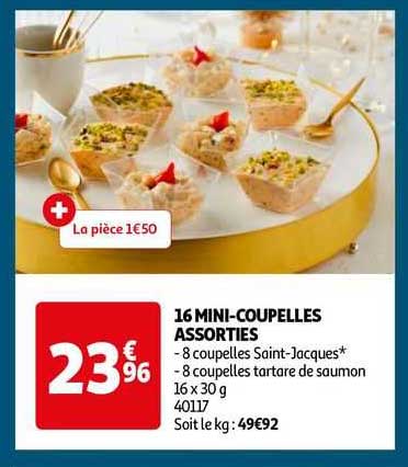 16 mini-coupelles assorties