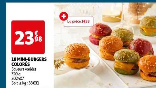 18 mini-burgers colorés