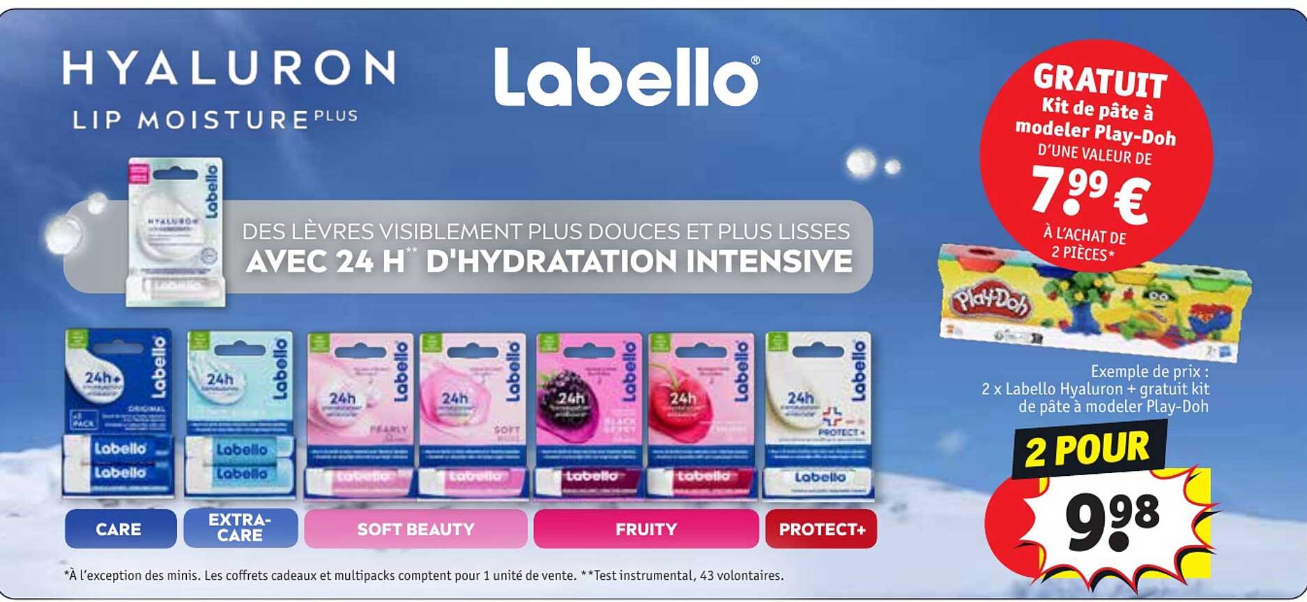 2x labello hyaluron + gratuit kit de pâte à modeler play-Doh