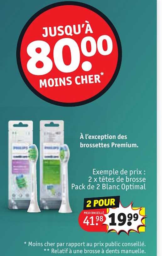2x têtes de brosse pack de 2 blanc optimal