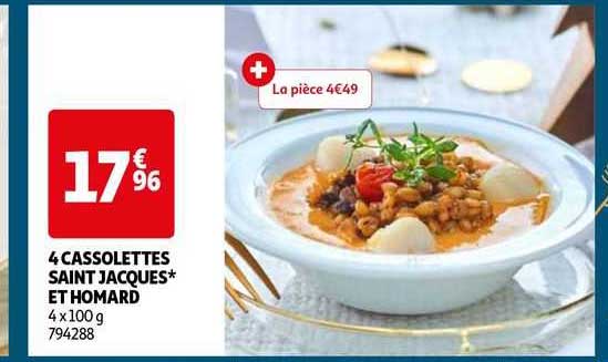 4 cassolettes saint jacques et homard