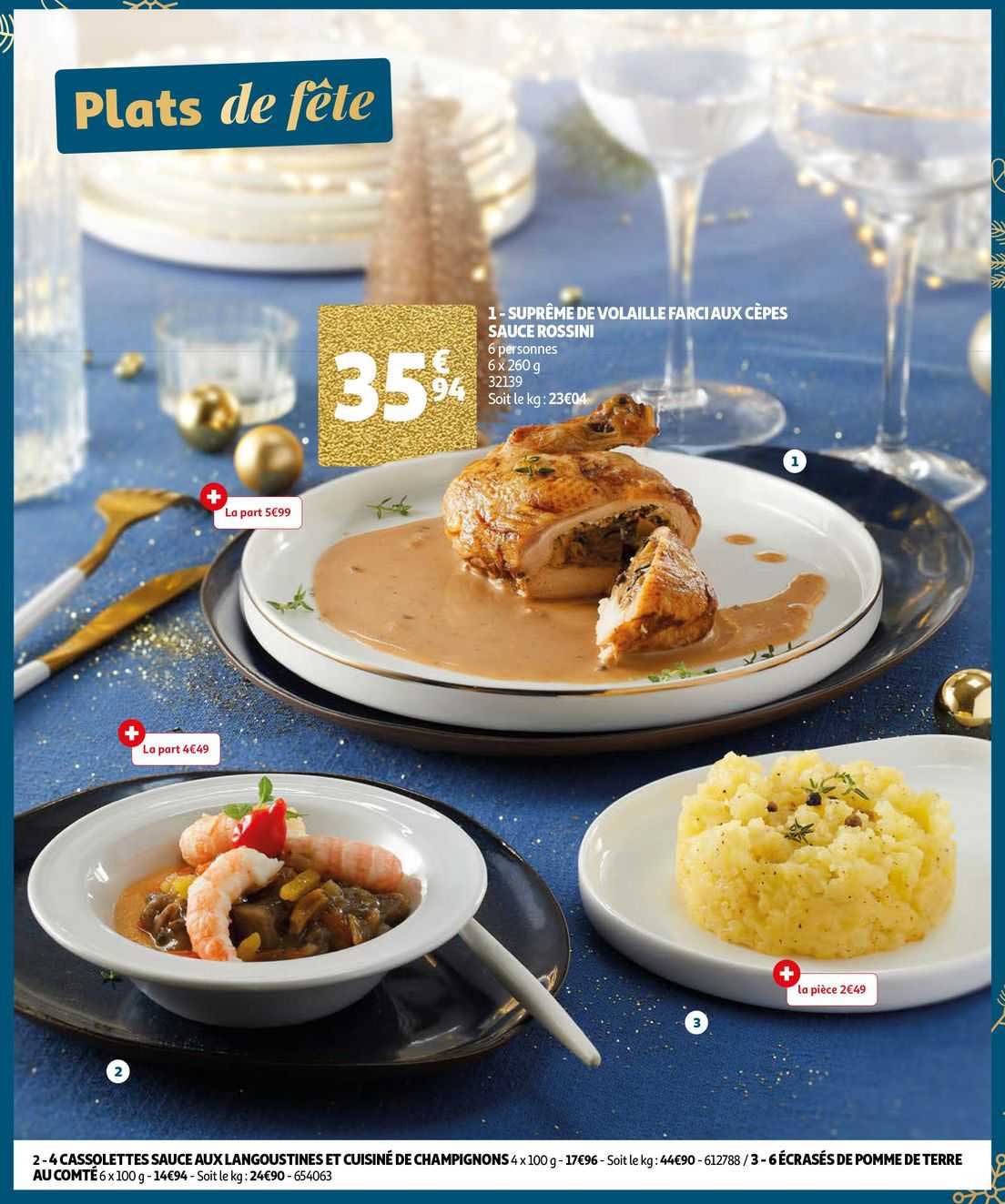 4 cassolettes sauce aux langoustines et cuisiné de champignons, écrasés de pomme de terre au comté