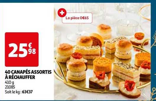 40 canapés assortis à réchauffer