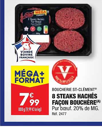 8 steaks hachés façon bouchère boucherie st-clément
