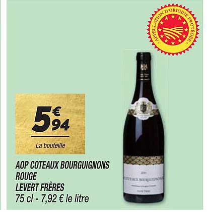 aop côteaux bourguignons rouge levert frères