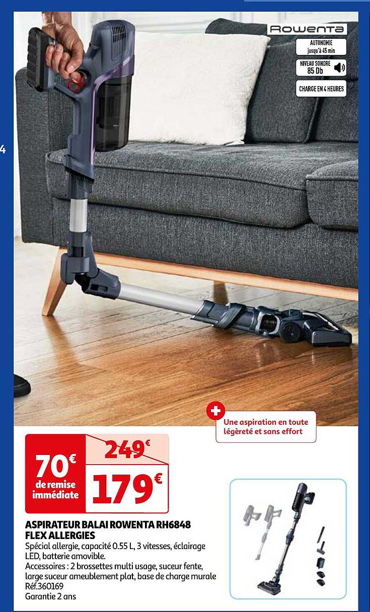 aspirateur balai rowenta rh64 48 flex allergies