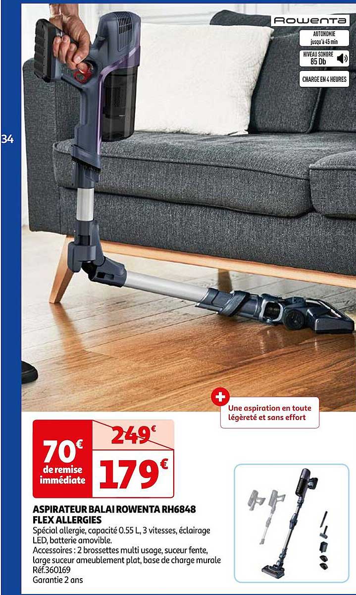 aspirateur balai rowenta rh6848 flex allergies