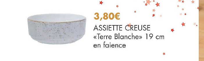 Assiette Creuse «tèrre Blanche» 19 Cm En Faience