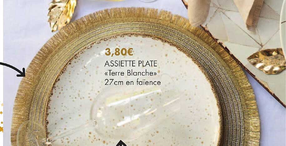 assiette plate «terre blanche» 27cm en faïence