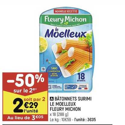 bâtonnets surimi le moelleux fleury michon