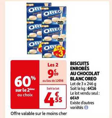 biscuits enrobés au chocolat blanc oreo