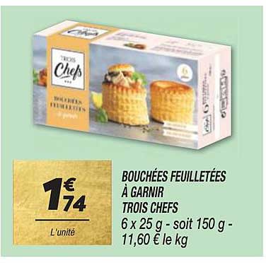 bouchées feuilletés à garnir trois chefs