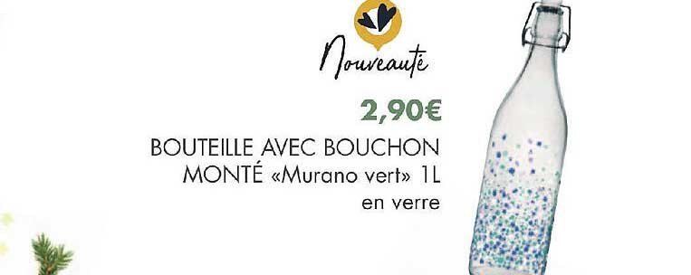 bouteille avec bouchon monté murano vert