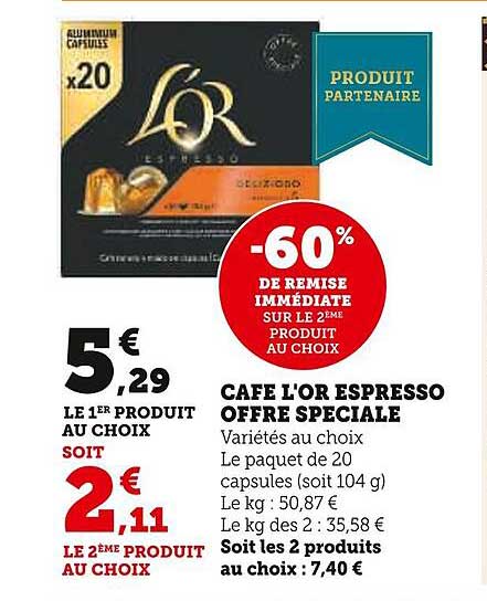 Café L'or Espresso Offre Speciale