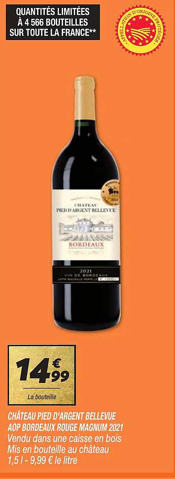 château pied d'argent bellevue aop bordeaux rouge magnum 2021