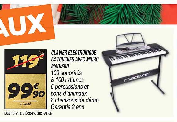 clavier électronique 54 touches avec micro madison
