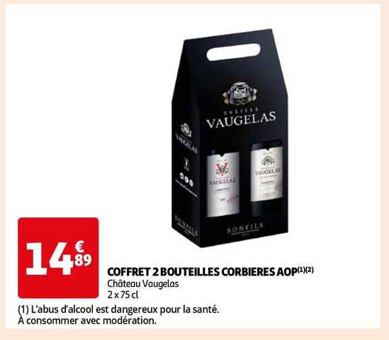 coffret 2 bouteilles corbières aop château vaugelas