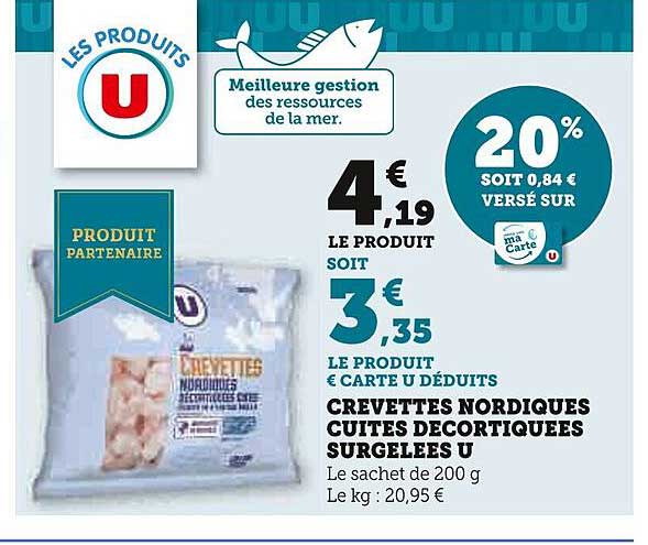 Crevettes Nordiques Cuites Décortiquées Surgelées U