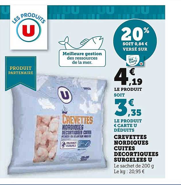 Crevettes Nordiques Cuites Décortiquées Surgelées U