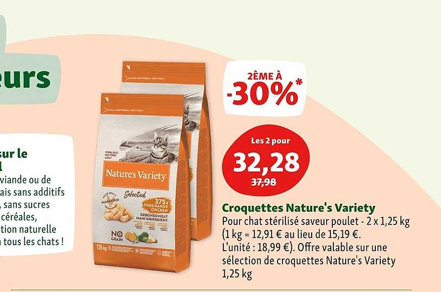 Croquettes Nature's Variety Pour Chat Stérilisé Saveur Poulet