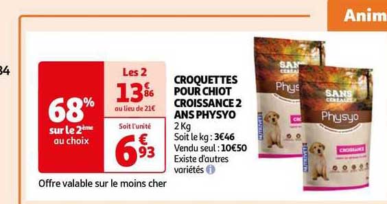 croquettes pour chiot croissance 2 ans physyo