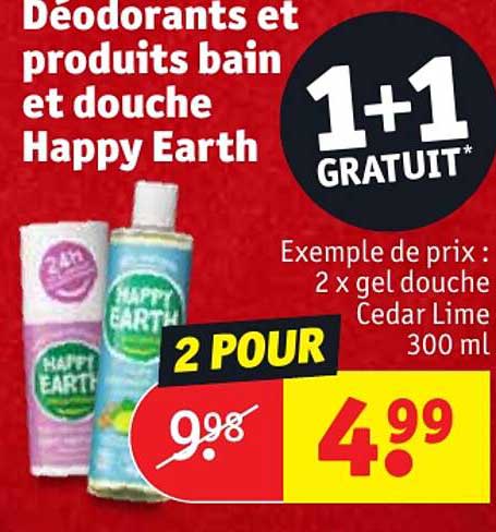déodorants et produits bain et douche happy earth