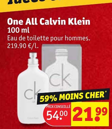 eau de toilette pour hommes one all calvin klein 100 ml