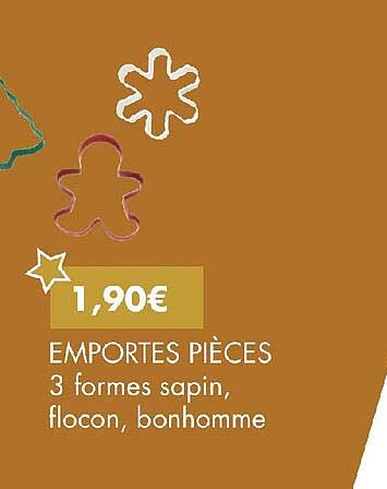 emportes pièces 3 formes sapin flocon bonhomme