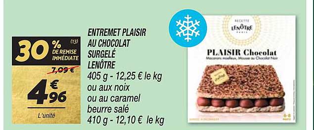 Entremet Plaisir Au Chocolat Surgelé Lenôtre